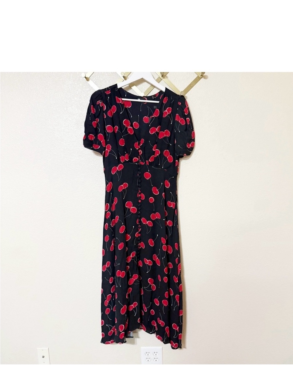 NWT The Kooples Cherry Logo Short Sleeve Button Front  Midi Dress size 3/US 8 - Picture 3 of 7